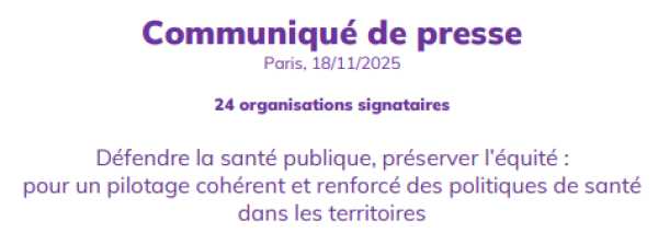 Communiqué - Avenir des ARS et du pilotage du système de santé : 24 organisations appellent à renoncer à toute réforme non concertée
